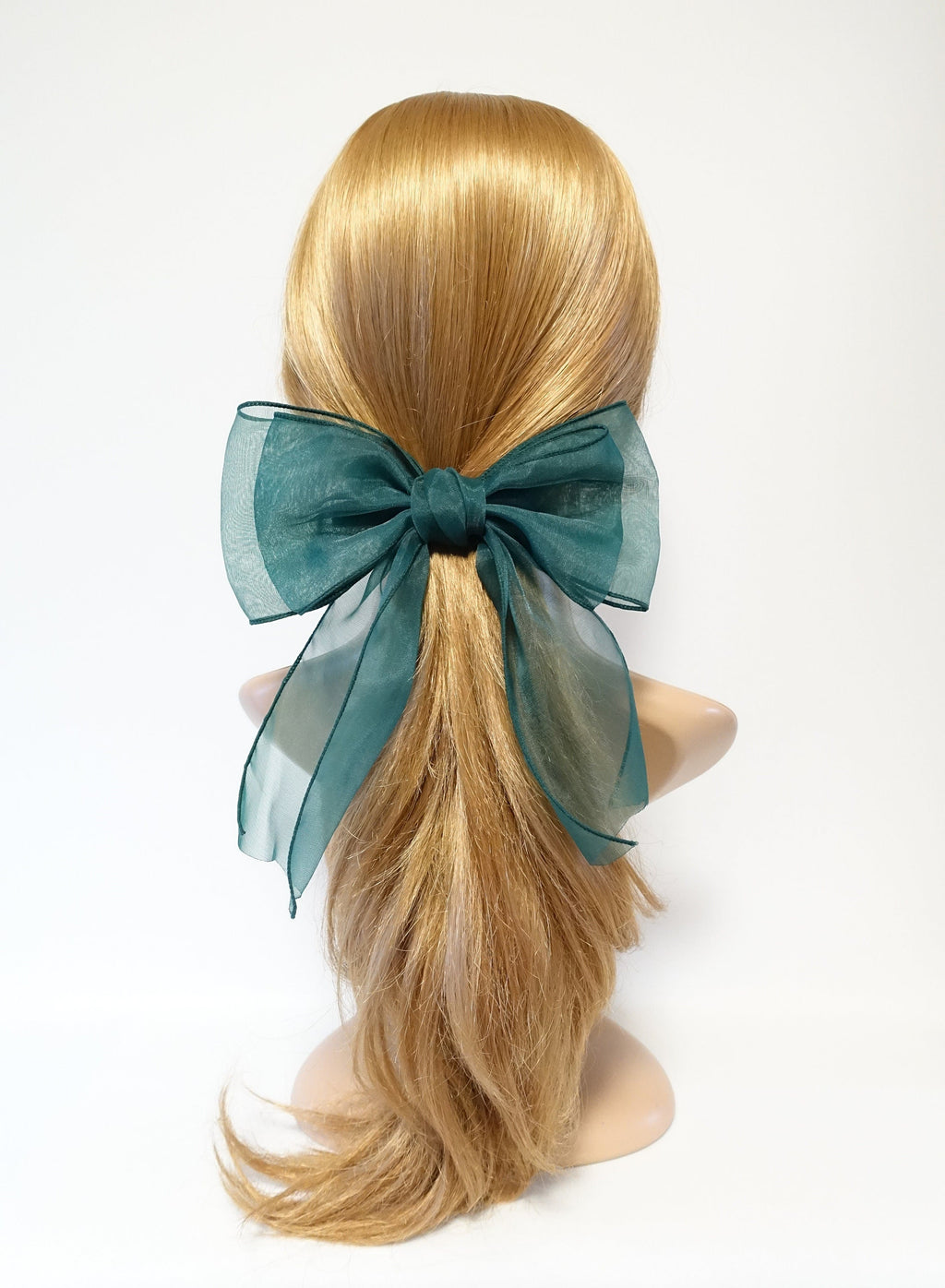 veryshine.com Fine Mesh organdy Solid Check Big Bow French Hair Barrette for Women