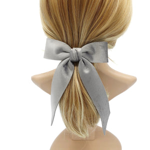 veryshine.com Gray velvet hair bow with tail double faced velvet basic black women hair accessory