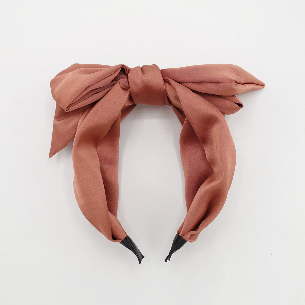 veryshine.com Hair Accessories Terra cotta silk satin layered bow knot headband loose droopy hairband for women