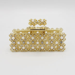 veryshine.com Hair Claw pearl rhinestone hair claw rectangle clutch bag pattern hair clamp for women
