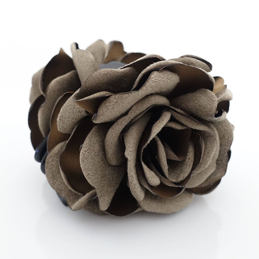 veryshine.com Hair Claw Suede Two Tone Petal Rose Flower Hair Jaw Claw Clip Women Hair Accessories