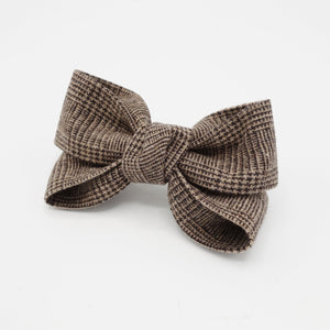 veryshine.com Hair Clip Beige plaid check x pattern hair bow woolen Fall Winter women accessory