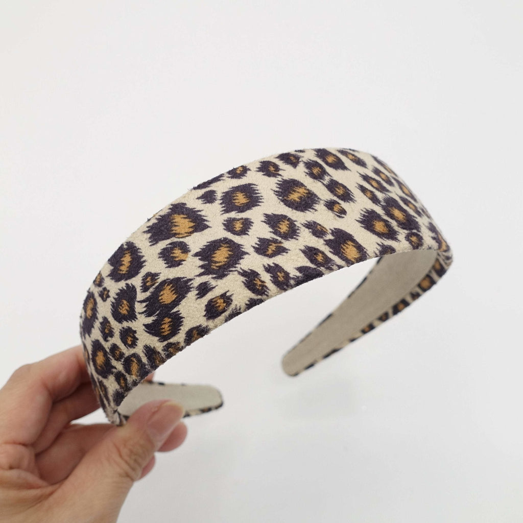 veryshine.com hairband/headband Beige leopard print suede fabric hairband medium fashion animal print headband women hair accessory