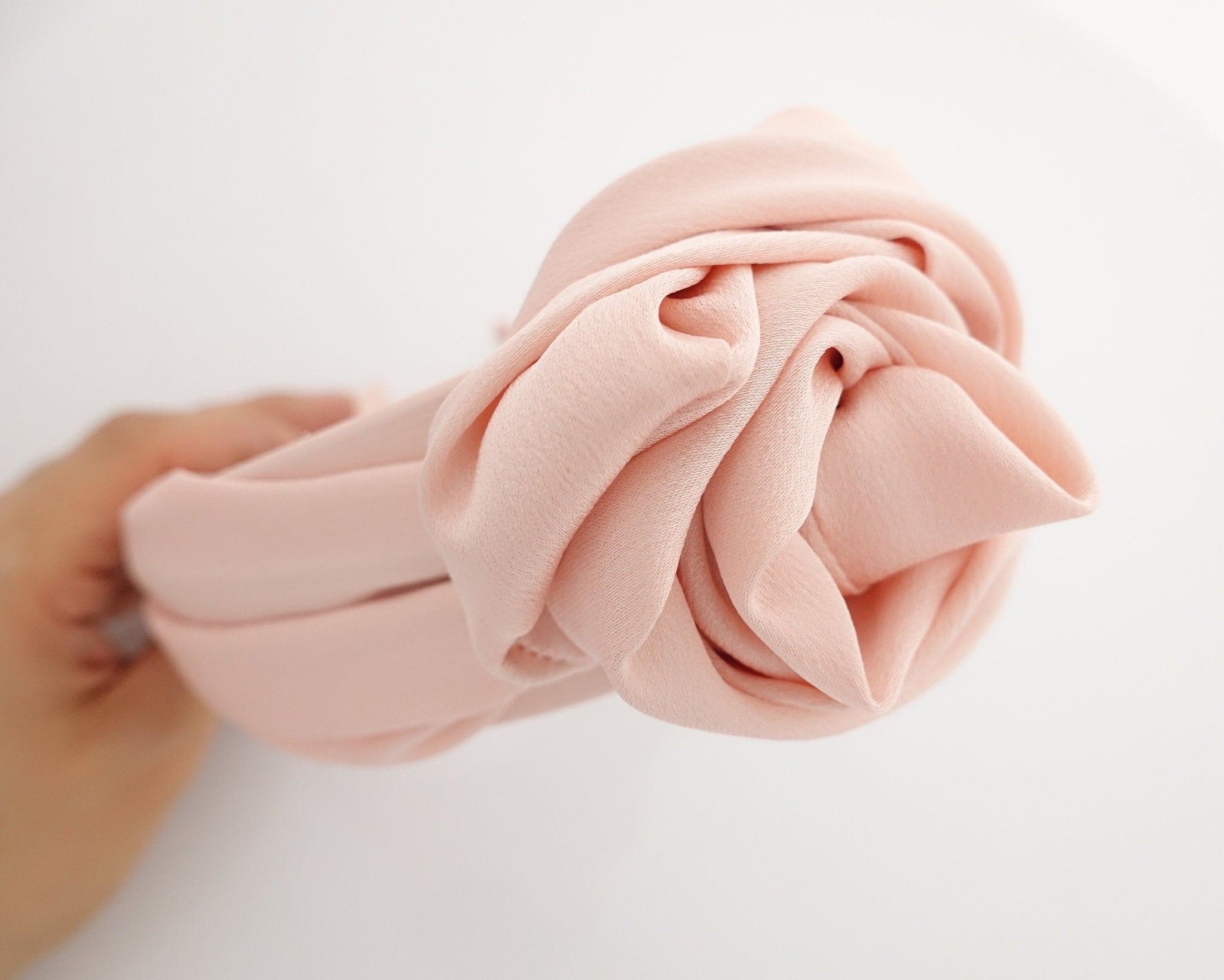 veryshine.com Headband Baby pink satin wired flower headband pretty hairband woman hair accessory