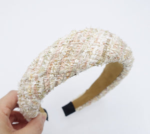 veryshine.com Headband Beige gold sequin padded tweed headband stylish hairband trendy women hair accessory