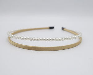 veryshine.com Headband Beige pearl satin double headband