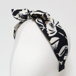 veryshine.com Headband Black chiffon minimal flower print headband knot hairband women hair accessory