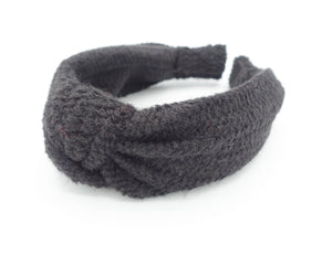 veryshine.com Headband Black knit top knot headband Fall Winter casual basic thick hairband woman hair accessory