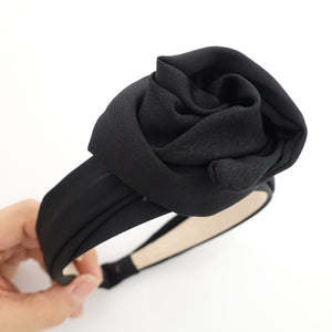 veryshine.com Headband Black satin wired flower headband pretty hairband woman hair accessory