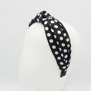 veryshine.com Headband Black silky satin top knot headband polka dot hairband women hair accessory