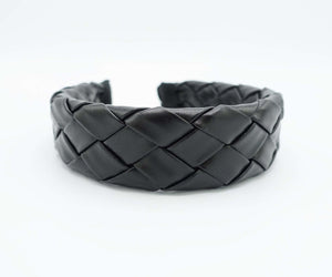 veryshine.com Headband Black widely plaited leather headband hairband ...