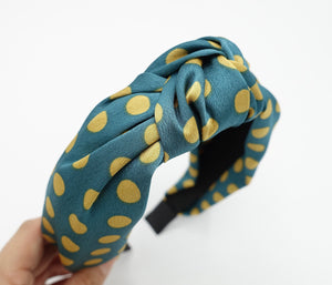 veryshine.com Headband Blue green silky satin top knot headband polka dot hairband women hair accessory