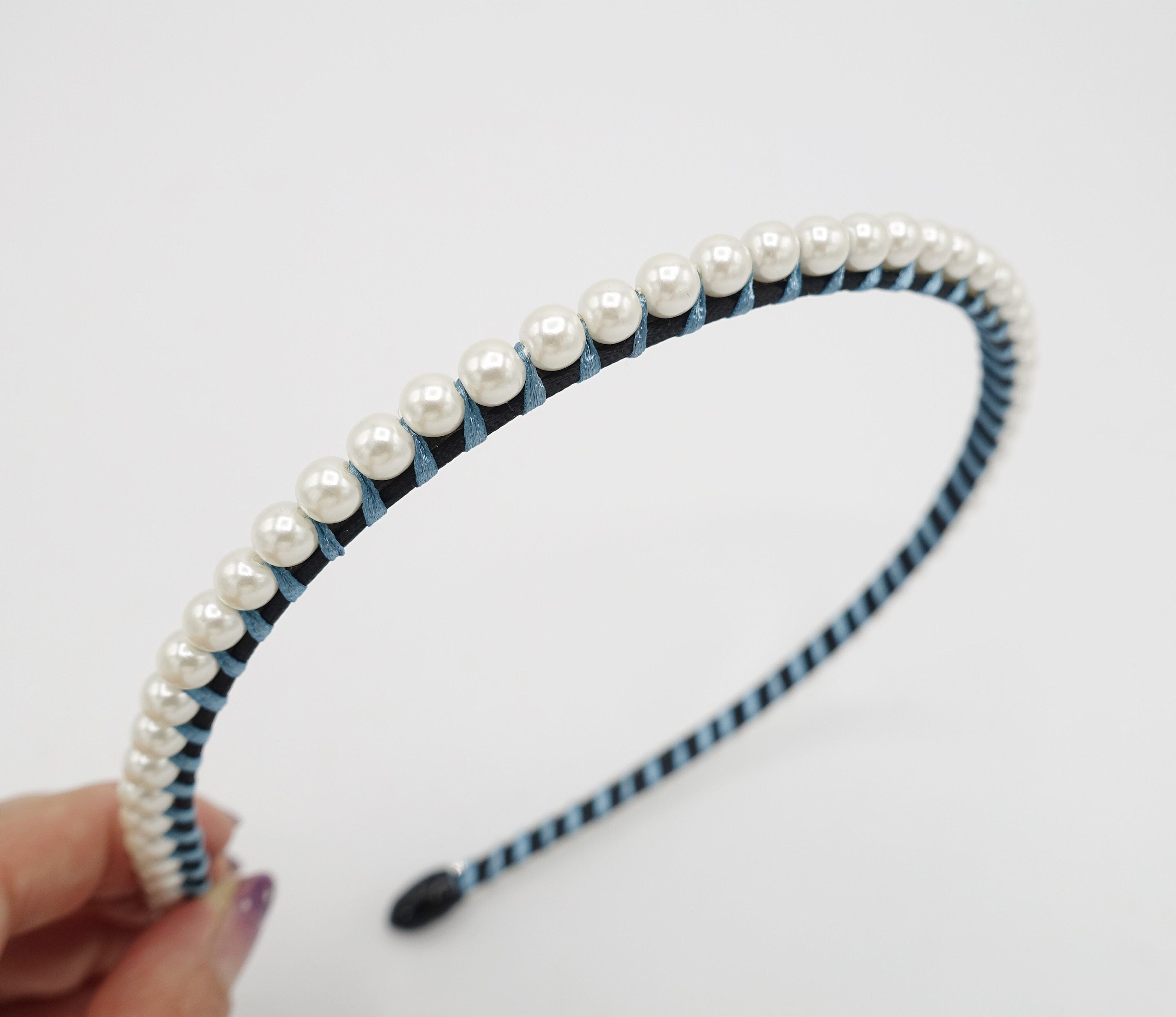 Embellish blue and white beads buy headband