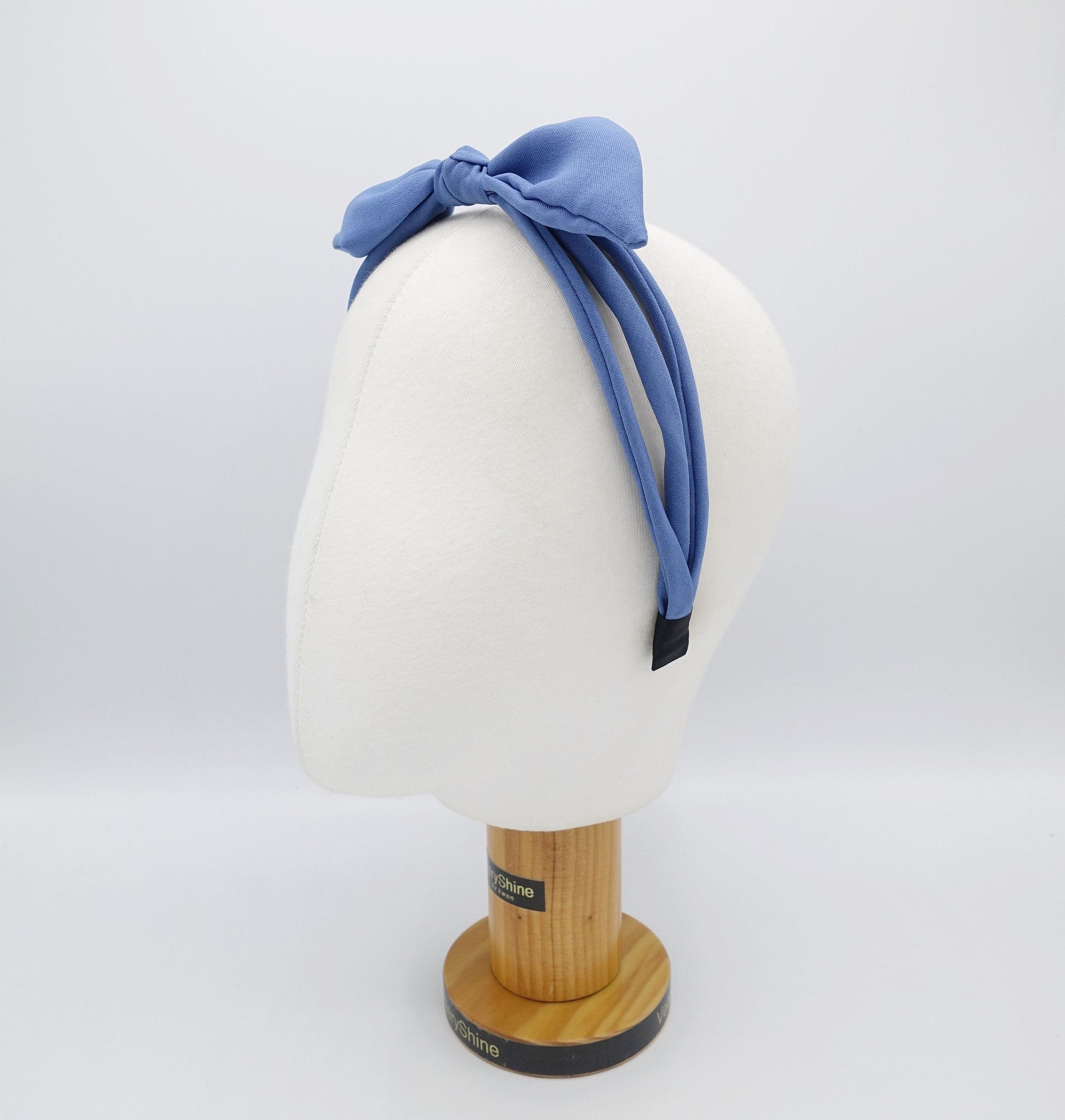 veryshine.com Headband Blue solid bow knot triple fabric strand headband thin hairband women hair accessory