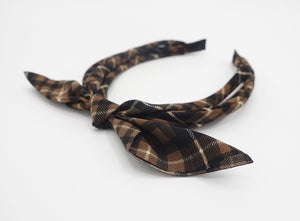 veryshine.com Headband Brown plaid check bow knot headband triple strand headband thin hairband for women