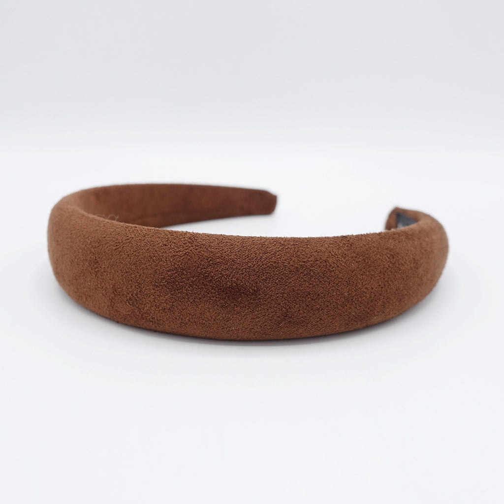 veryshine.com Headband Brown Suede fabric headband, padded headband for women