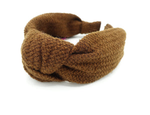 veryshine.com Headband Camel brown knit top knot headband Fall Winter casual basic thick hairband woman hair accessory