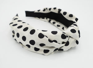 veryshine.com Headband Cream white silky satin top knot headband polka dot hairband women hair accessory