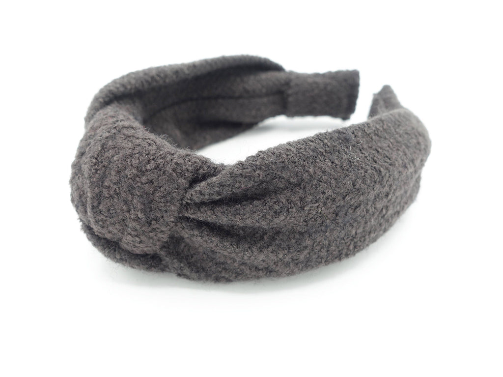 veryshine.com Headband Dark gray knit top knot headband Fall Winter casual basic thick hairband woman hair accessory