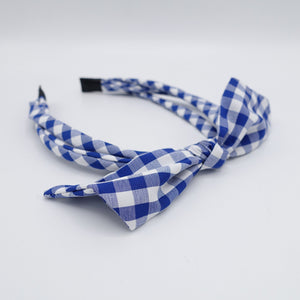 veryshine.com Headband gingham check headband triple strand bow knot thin hairband women hair accessory