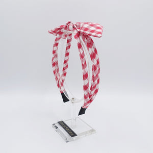 veryshine.com Headband gingham check headband triple strand bow knot thin hairband women hair accessory