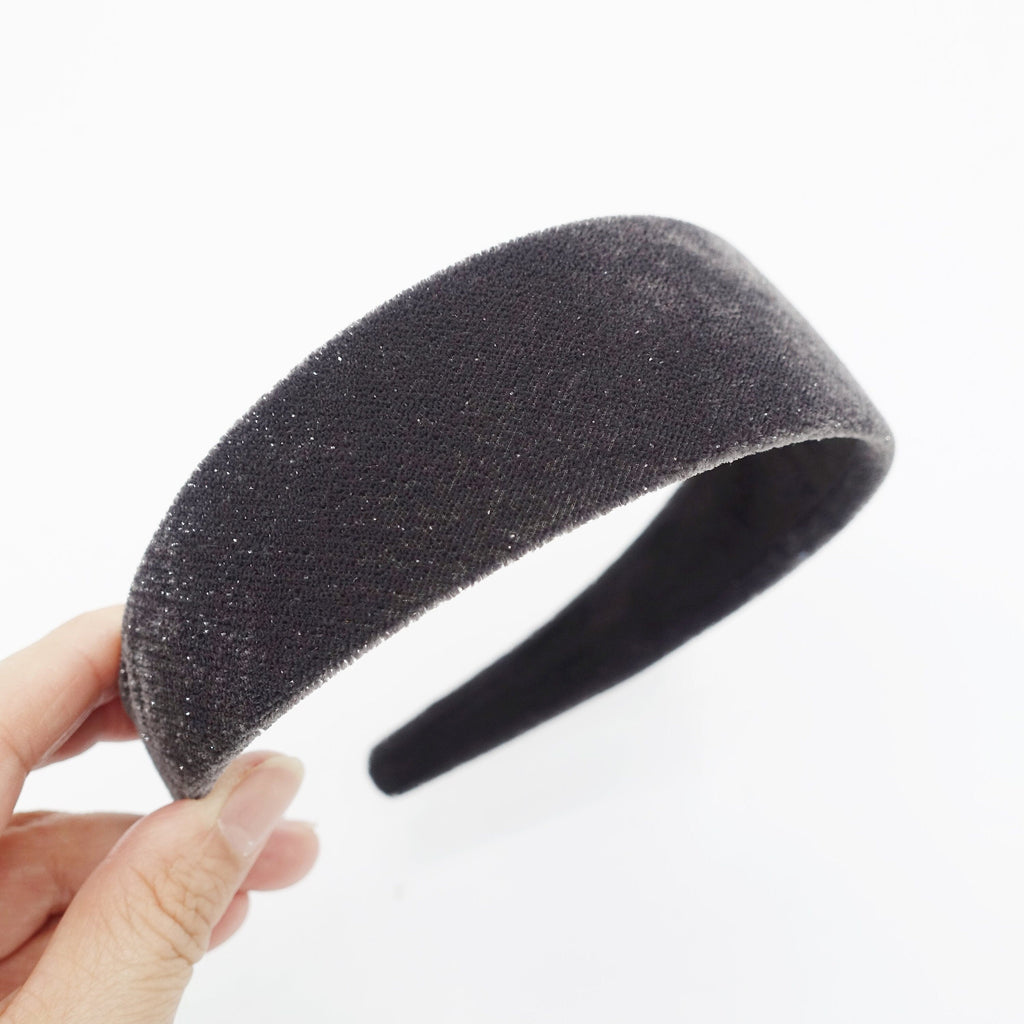 veryshine.com Headband Gray glittering velvet flat headband basic women hairband