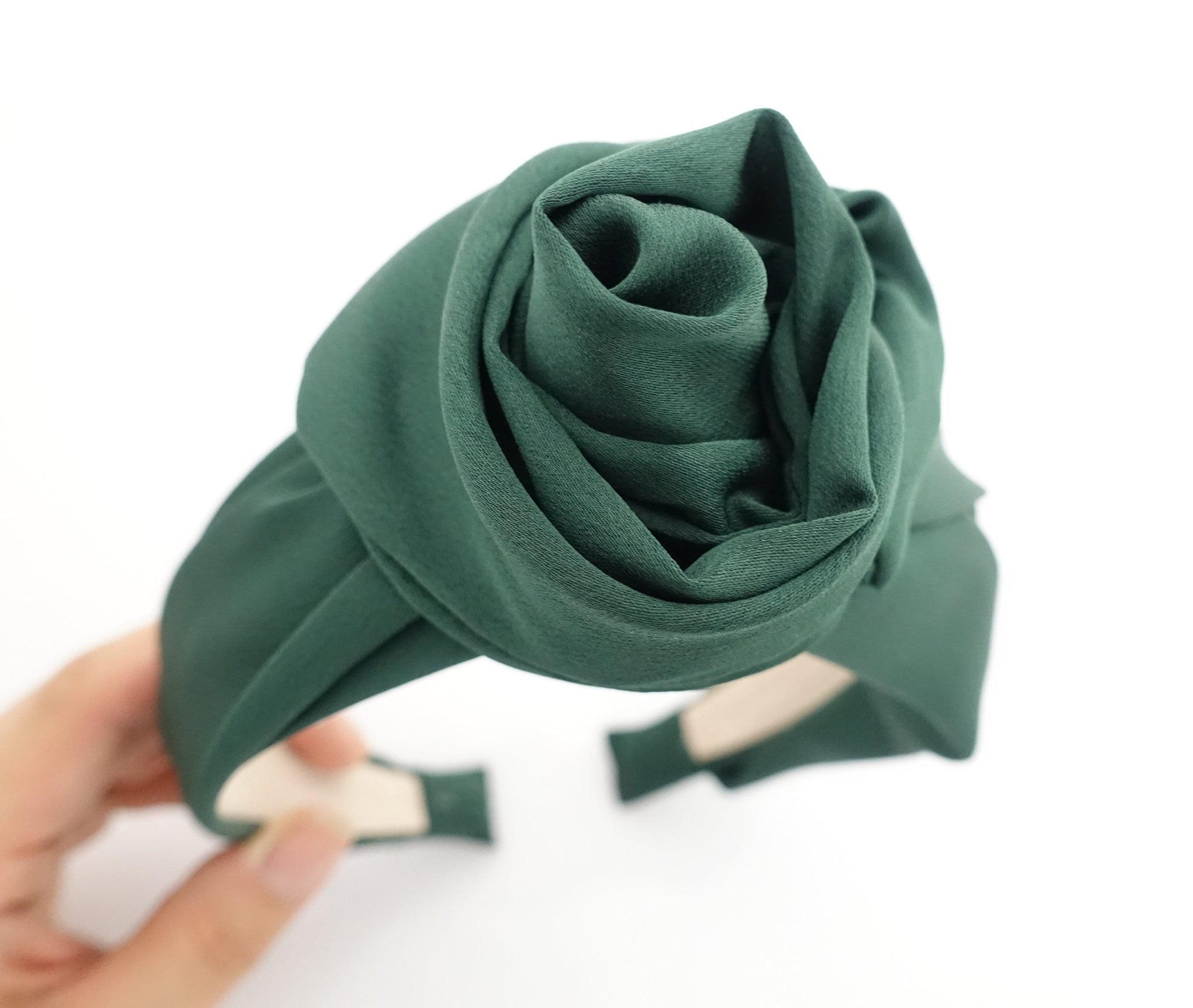 veryshine.com Headband Green satin wired flower headband pretty hairband woman hair accessory