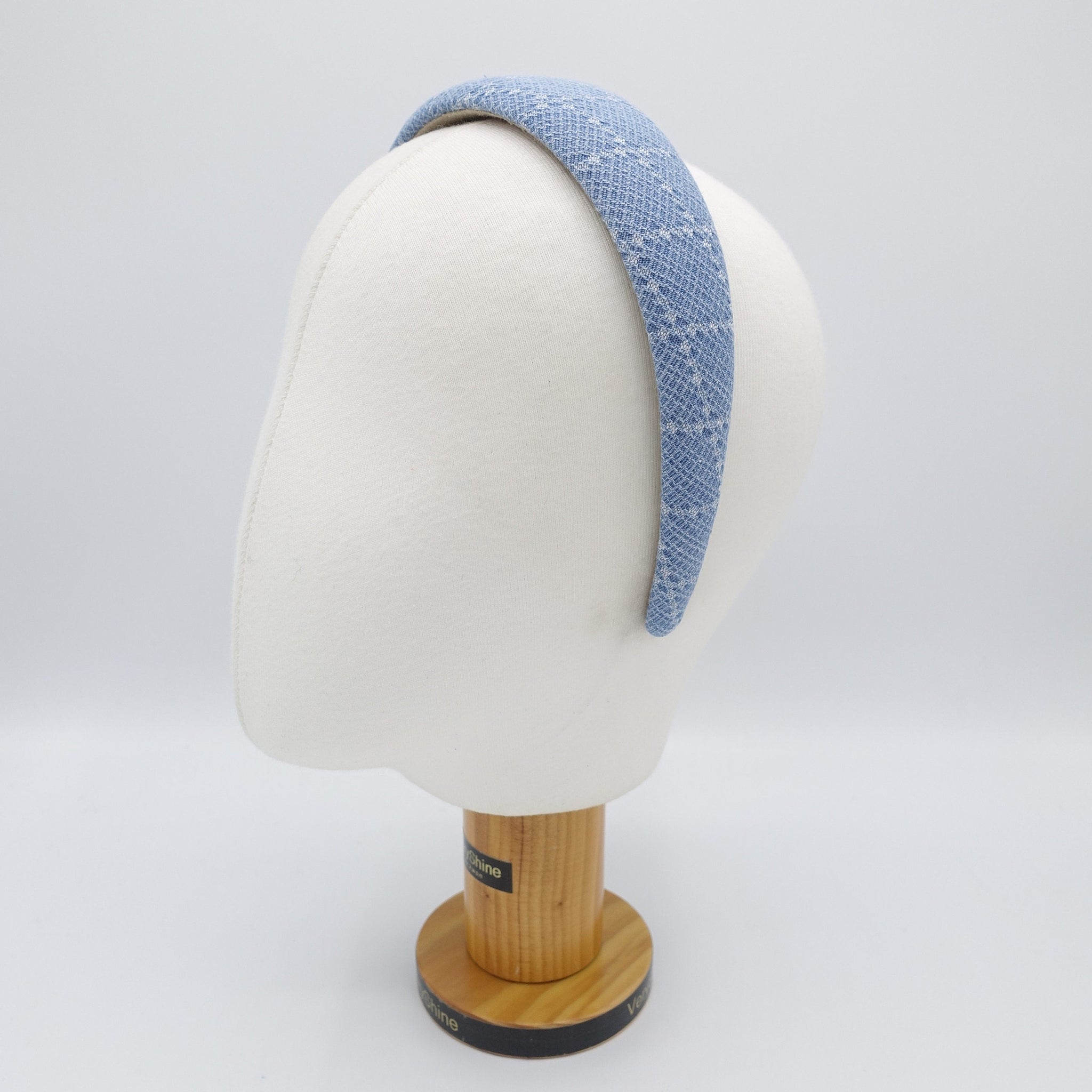 veryshine.com Headband grid denim padded headband casual cotton hairband for women