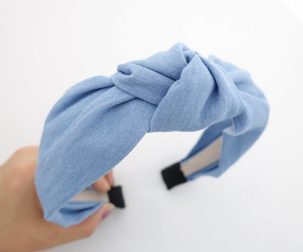 Frayed Look Blue Denim Knotted Headband | Claire's US
