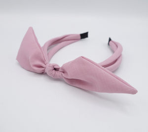 veryshine.com Headband Mauve pink solid bow knot triple fabric strand headband thin hairband women hair accessory