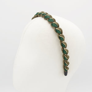 veryshine.com Headband multi fabric  spiral wrap headband golden chain embellished hairband women hair accessory