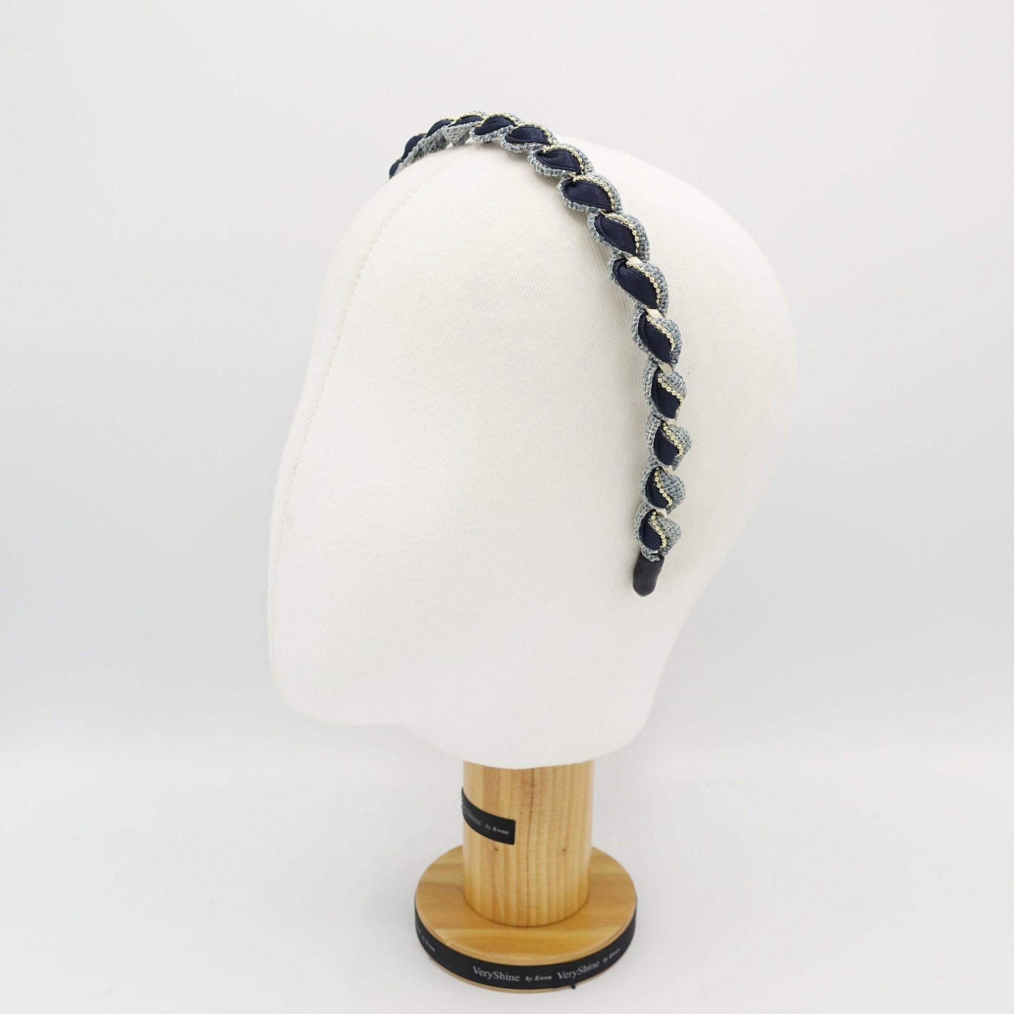 veryshine.com Headband multi fabric  spiral wrap headband golden chain embellished hairband women hair accessory