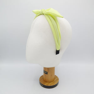 veryshine.com Headband Neon yellow solid bow knot triple fabric strand headband thin hairband women hair accessory