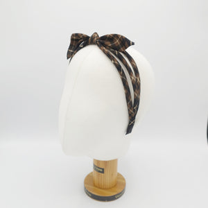 veryshine.com Headband plaid check bow knot headband triple strand headband thin hairband for women