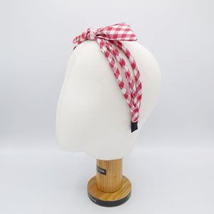 veryshine.com Headband Red gingham check headband triple strand bow knot thin hairband women hair accessory