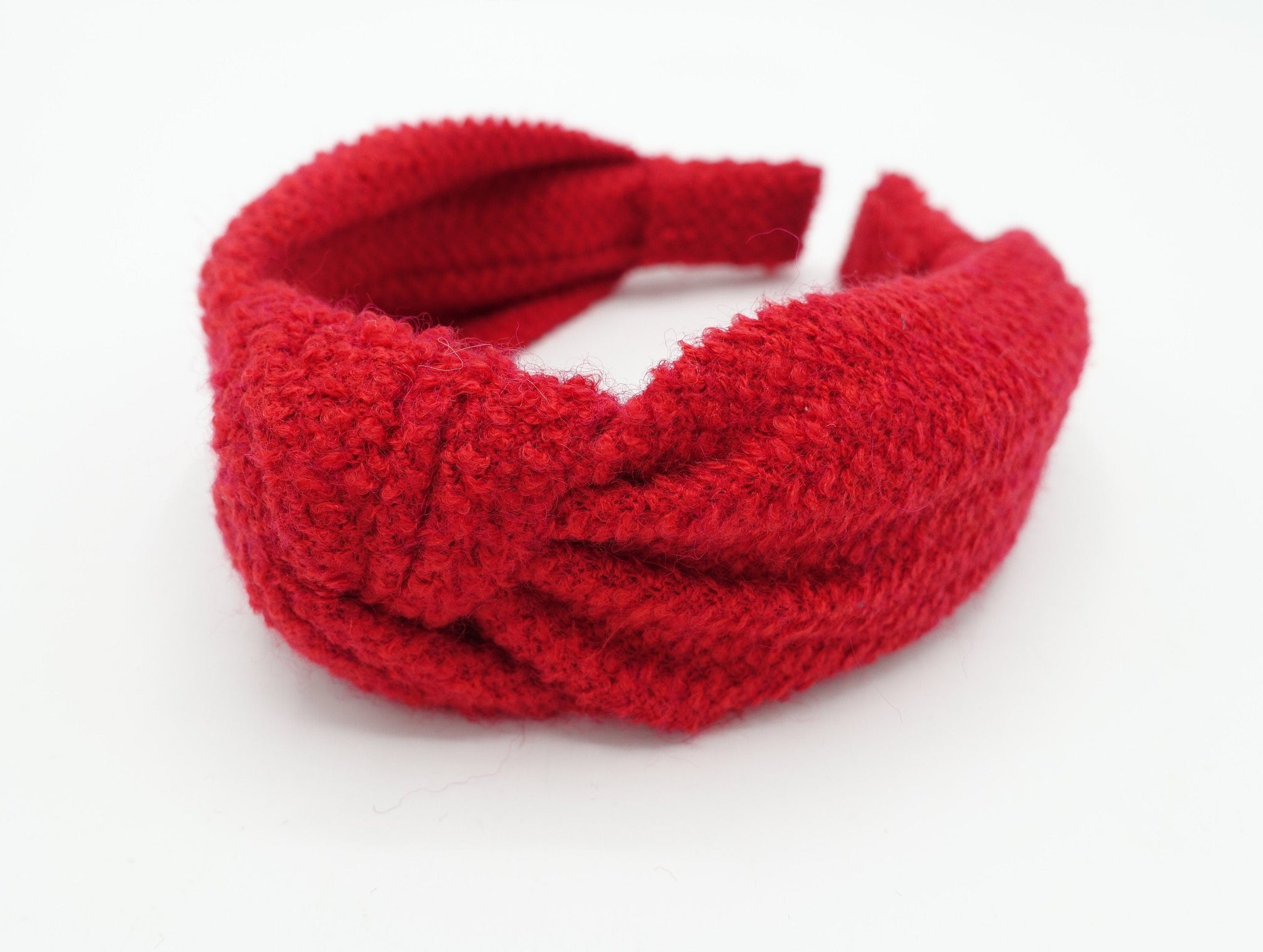 veryshine.com Headband Red knit top knot headband Fall Winter casual basic thick hairband woman hair accessory