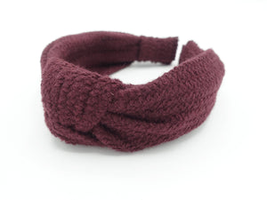 veryshine.com Headband Red wine knit top knot headband Fall Winter casual basic thick hairband woman hair accessory