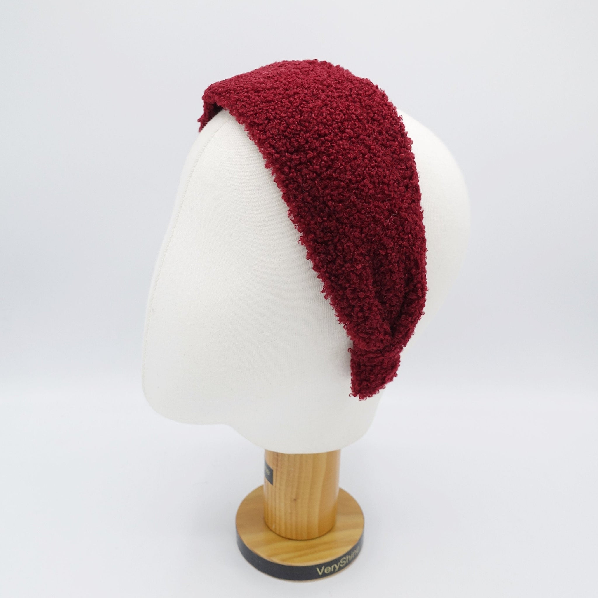 veryshine.com Headband Red wine teddy plain headband Fall Winter hair accessory for women