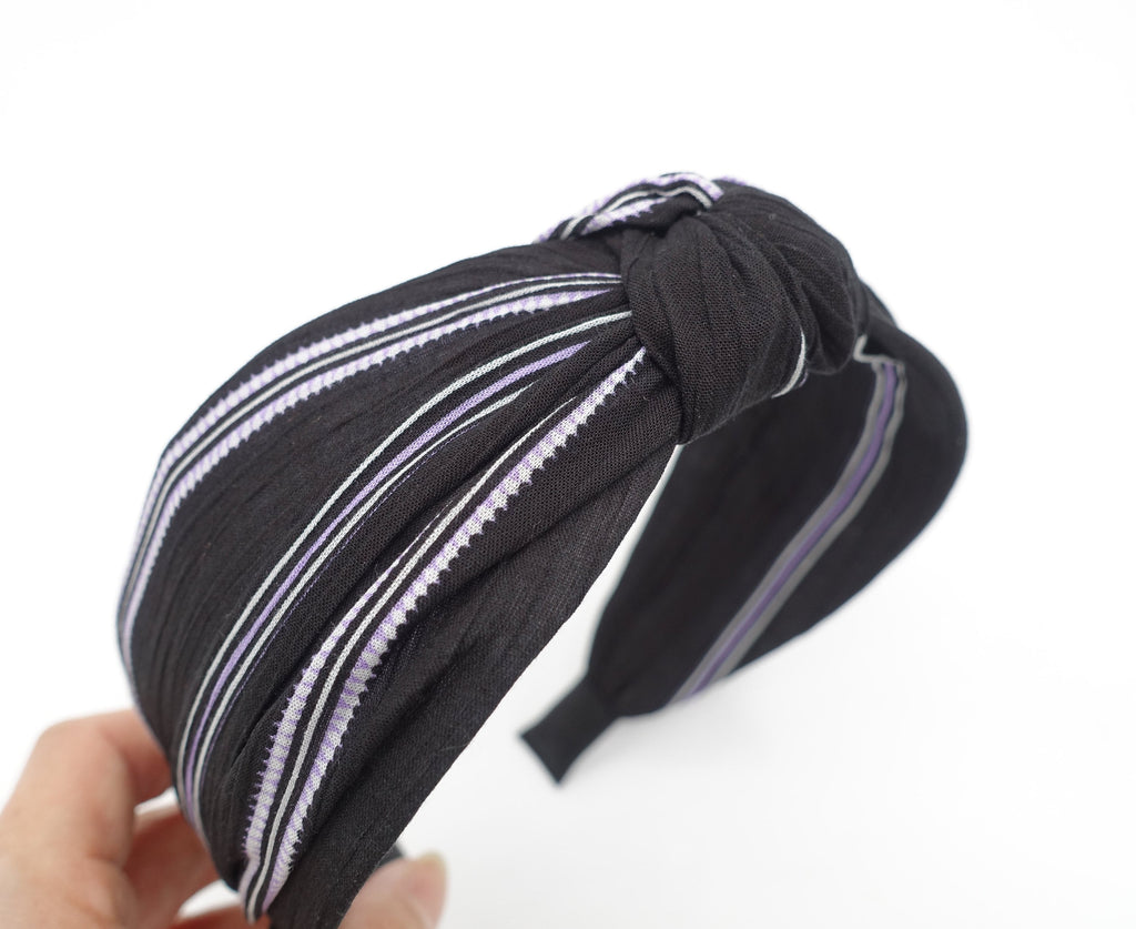 veryshine.com Headband stripe print knotted headband crinkle fabric top knot hairband casual women hair accessory