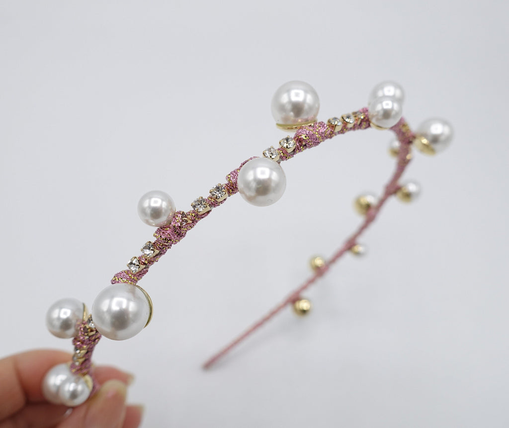 veryshine.com Headband thin headband pearl rhinestone embellished hairband for women