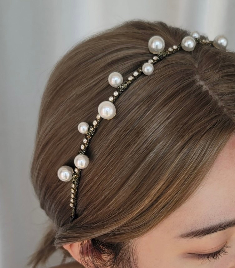 veryshine.com Headband thin headband pearl rhinestone embellished hairband for women