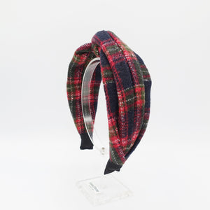 veryshine.com Headband woolen plaid headband cross twist hairband Winter hair accessory for women