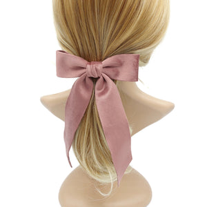 veryshine.com Mauve pink velvet hair bow with tail double faced velvet basic black women hair accessory