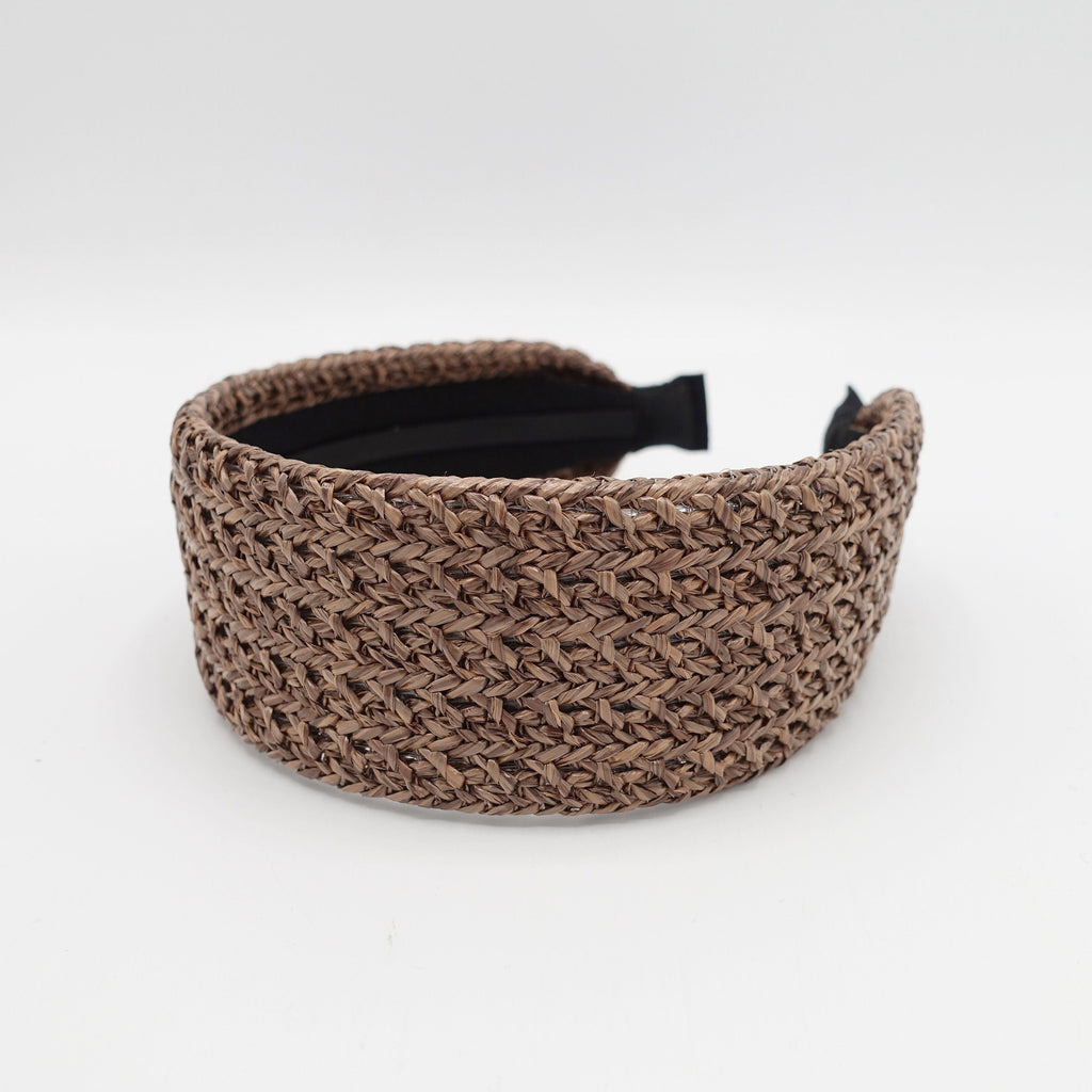 veryshine.com Mocca brown comfortable faux straw flat headband