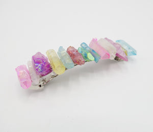 veryshine.com Multi crystal stone hair barrette quartz dyed natural hair accessory for women