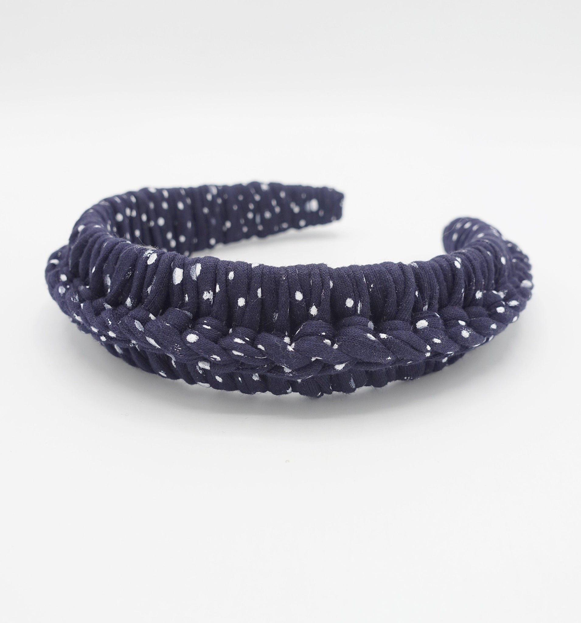 veryshine.com Navy dot cotton wrap braided headband handmade hairband for women -VS202111