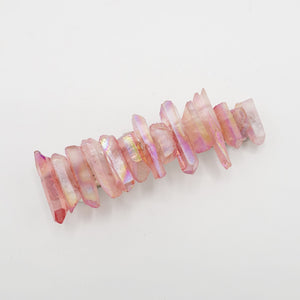 veryshine.com Peach pink crystal stone hair barrette quartz dyed natural hair accessory for women