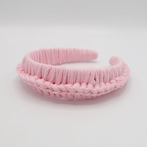 veryshine.com Pink cotton wrap braided headband handmade hairband for women -VS202111