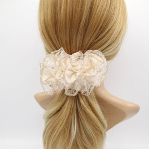 veryshine.com Scrunchies Cream white chiffon ruffle wave hair barrette