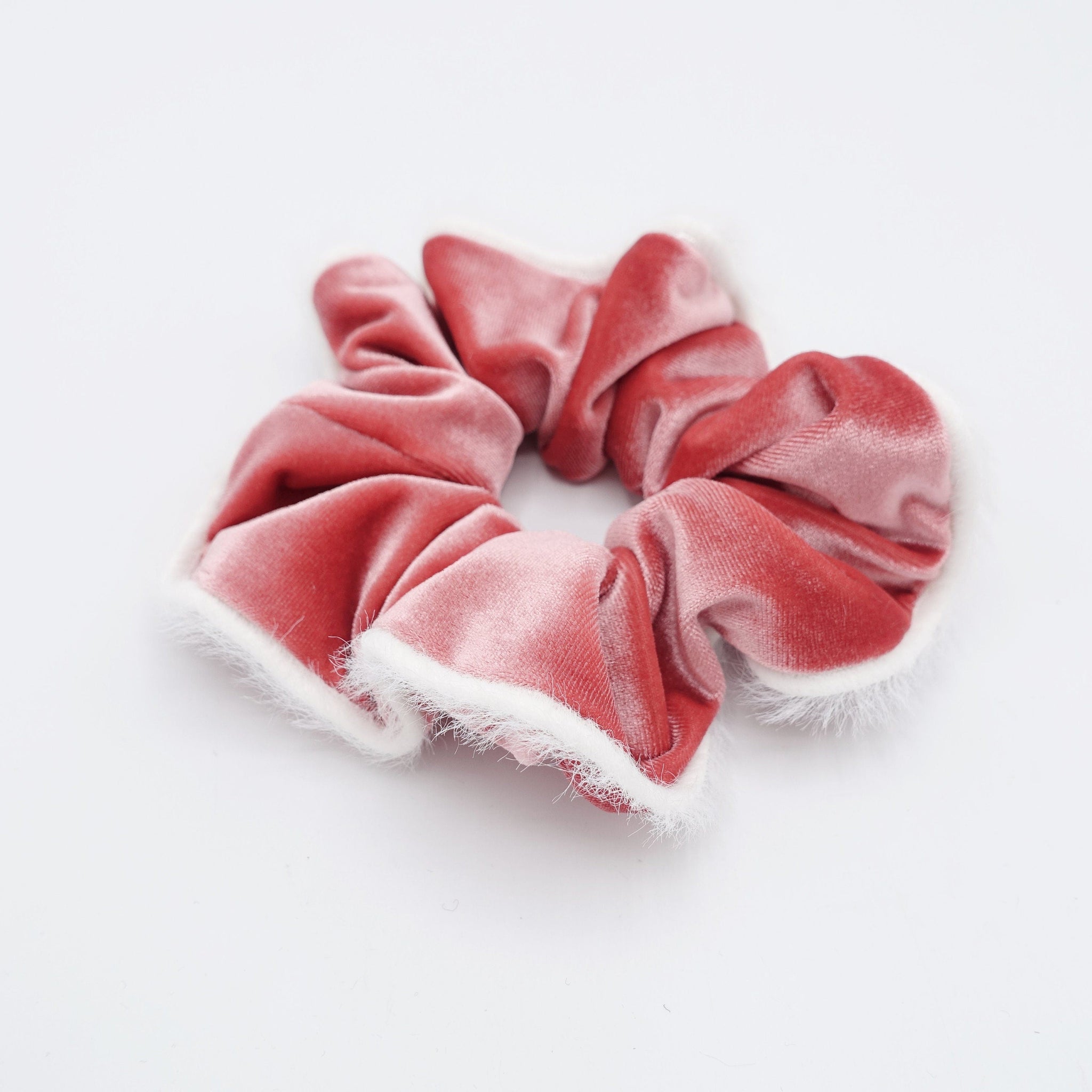 veryshine.com Scrunchies fabric fur trim velvet scrunchies cute hair elastic for women